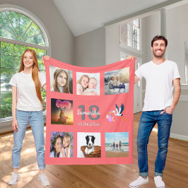 18歳の誕生日フォトコラージュの女の子サンゴ フリースブランケット