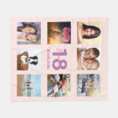 18歳の誕生日フォトコラージュバラ金ゴールドピンク フリースブランケット (正面(横))