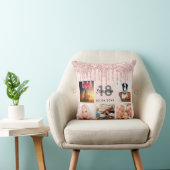 18歳の誕生日フォトバラ金ゴールドグリッター赤面ピンク クッション (椅子)