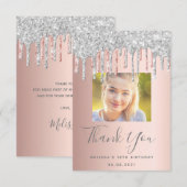 18歳の誕生日フォトバラ金ゴールド銀ドリップ サンキューカード (正面/裏面)