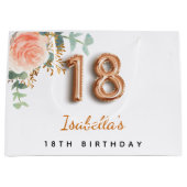 18歳の誕生日フローラバラ金ゴールドユーカリ誕生日 ラージペーパーバッグ (正面)