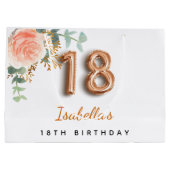 18歳の誕生日フローラバラ金ゴールドユーカリ誕生日 ラージペーパーバッグ (裏面)