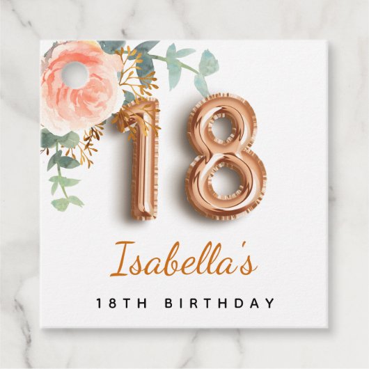 18歳の誕生日フローラバラ金ゴールドユーカリ・モノグラム フェイバータグ (正面)