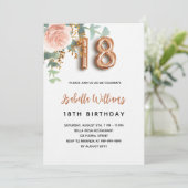 18歳の誕生日フローラバラ金ゴールドユーカリ 招待状 (スタンド正面)