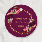 18歳の誕生日フローラ金ゴールドジオブルグンディ感謝していユー フェイバータグ (裏面)