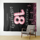 18歳の誕生日ブラックピンク写真背景 タペストリー (インサイチュ(横))