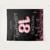 18歳の誕生日ブラックピンク写真背景 タペストリー (正面(横))