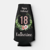 18歳の誕生日ブラックフローラ ボトルクーラー (正面)