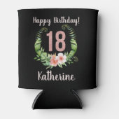 18歳の誕生日ブラックフローラ 缶クーラー (正面)