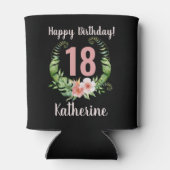18歳の誕生日ブラックフローラ 缶クーラー (裏面)