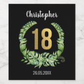 18歳の誕生日ブラック金ゴールド少年の名前 ワインラベル (シングルラベル)