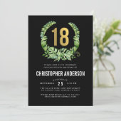 18歳の誕生日ブラック金ゴールド少年 招待状 (スタンド正面)