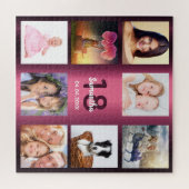 18歳の誕生日ブルゴーニュ写真コラージュの女の子 ジグソーパズル (横)