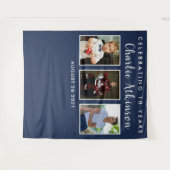 18歳の誕生日写真コラージュ背景バナー タペストリー (正面(横))