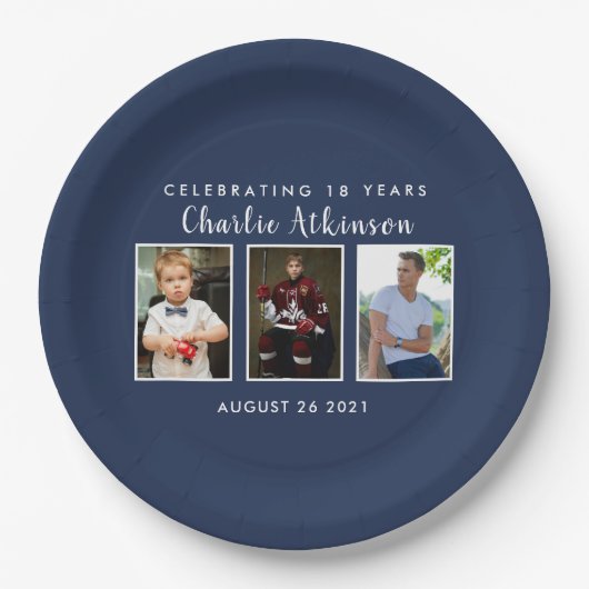 18歳の誕生日写真プレート ペーパープレート (正面)