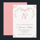 18歳の誕生日招待状ボホフローラピンク 招待状<br><div class="desc">18歳の誕生日招待状ボホフローラエレガントピンクの水色</div>