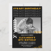 18歳の誕生日招待状メンズフォトスプレー絵を描 招待状 (正面)