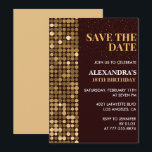 18歳の誕生日招待状日付金ゴールドを保存 招待状<br><div class="desc">18歳の誕生日招待状日付を保存金ゴールドグリッタースパークルグラム</div>