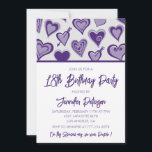 18歳の誕生日招待状紫のハート 招待状<br><div class="desc">18歳の誕生日招待状紫のハート</div>