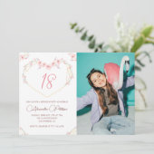 18歳の誕生日招待状 ボホ フラワーフォト 招待状 (スタンド正面)