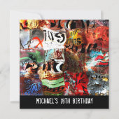 18歳の誕生日男子ストリートアート抽象A3 招待状 (正面)
