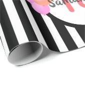 18歳の誕生日白黒ストライプバルーンピンク ラッピングペーパー (ロールコーナー)