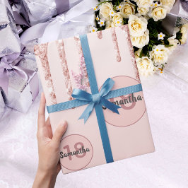 18歳の誕生日赤面バラ金ゴールドグリッター乾燥 ラッピングペーパー