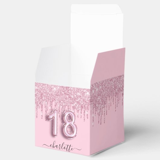 18歳の誕生日赤面ピンクのグリッターが感謝してい乾く フェイバーボックス (オープン)