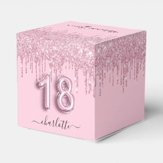 18歳の誕生日赤面ピンクのグリッターが感謝してい乾く フェイバーボックス (裏面サイド)
