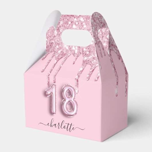 18歳の誕生日赤面ピンクのグリッターが感謝してい乾く フェイバーボックス (裏面サイド)