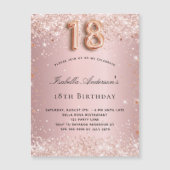 18歳の誕生日赤面ピンクのローズマグネット招待 (正面)