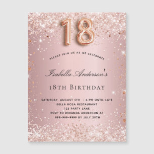 18歳の誕生日赤面ピンクのローズマグネット招待