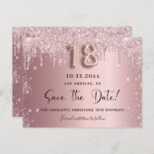 18歳の誕生日赤面ピンクシルバー日付を保存 案内ポストカード (正面/裏面)