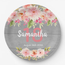 18歳の誕生日赤面花模様灰色の木の素朴な