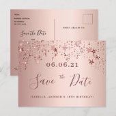 18歳の誕生日18バラの金ゴールド星の日付を保存 ポストカード (正面/裏面)