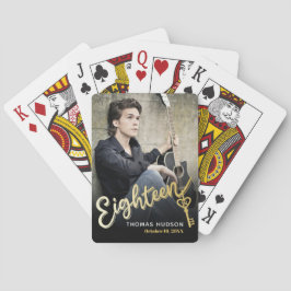 18歳の誕生日18歳の鍵金ゴールド黒写真 トランプ