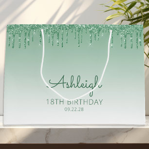18歳の誕生日 グリーン ギター ラージペーパーバッグ