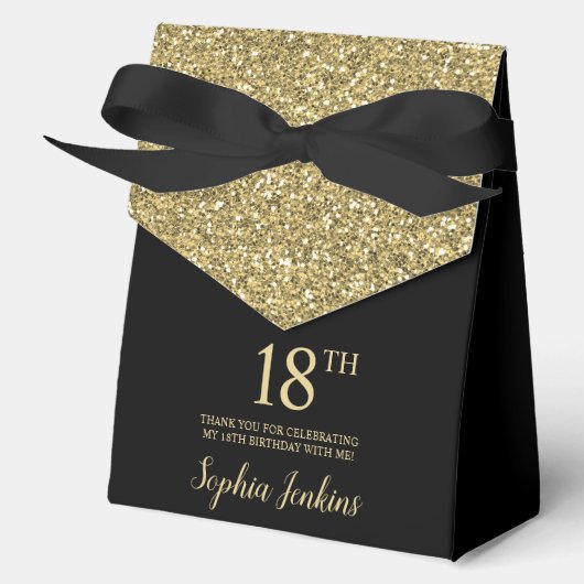 18歳の誕生日 ゴールドラメ ありがとう フェイバーボックス (正面)
