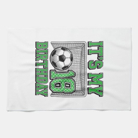 18歳の誕生日 サッカー ヴィンテージ キッチンタオル (横)