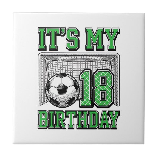 18歳の誕生日 サッカー ヴィンテージ タイル (正面)