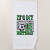 18歳の誕生日 サッカー ヴィンテージ ビーチタオル (正面)