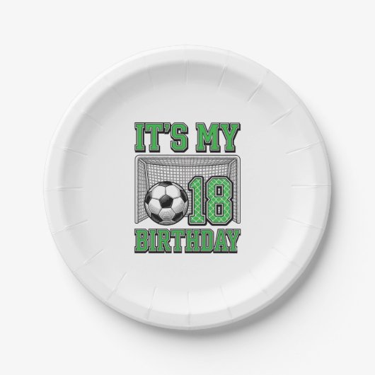 18歳の誕生日 サッカー ヴィンテージ ペーパープレート (正面)