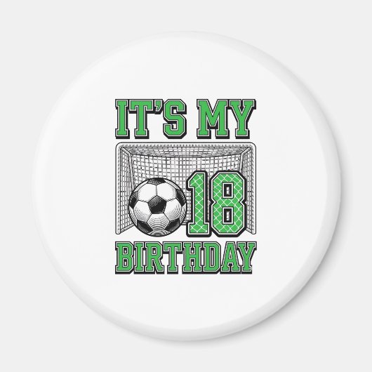 18歳の誕生日 サッカー ヴィンテージ マグネット (正面)