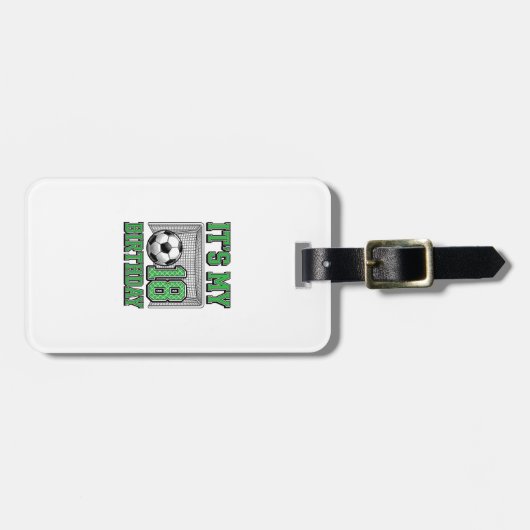 18歳の誕生日 サッカー ヴィンテージ ラゲッジタグ (正面横)