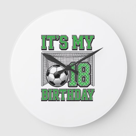 18歳の誕生日 サッカー ヴィンテージ ラージ壁時計 (正面)