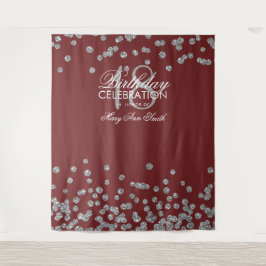 18歳の誕生日 シルバー バーガンディ コンフェッティ 背景 タペストリー