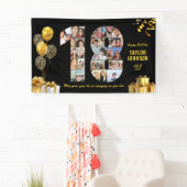 18歳の誕生日 ナンバー18 フォトコラージュ ブラック ゴールド 横断幕 (インサイチュ)