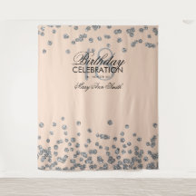 18歳の誕生日 バックドロップ シルバー ブラッシュ ピンク コンフェッティ