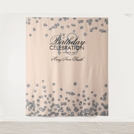 18歳の誕生日 バックドロップ シルバー ブラッシュ ピンク コンフェッティ タペストリー