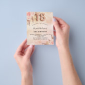 18歳の誕生日 パンパス草 ローズ 予算 招待状 チラシ (手)